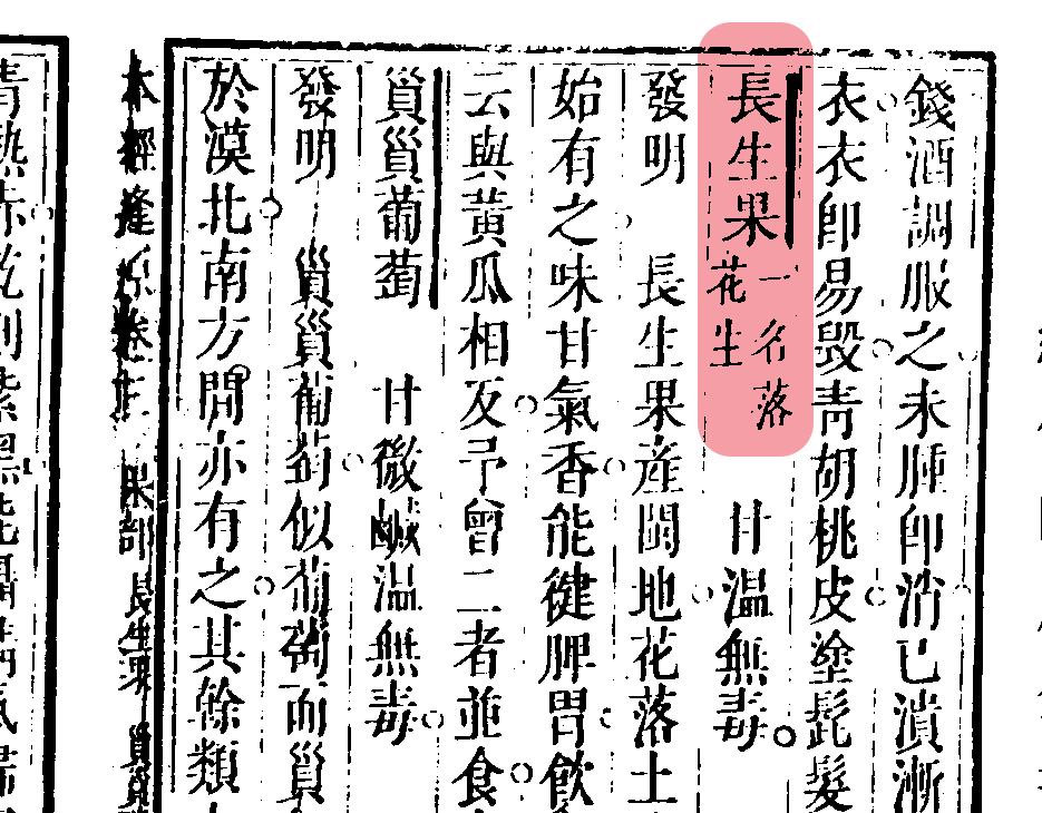 『本経逢原』には「長生果」の名前で記載される。