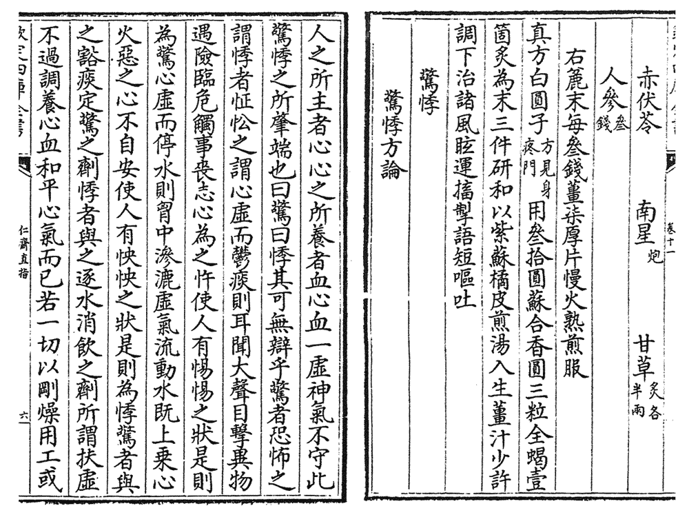 『仁斎直指』では動悸を驚と悸の2種類に分けてとらえている。