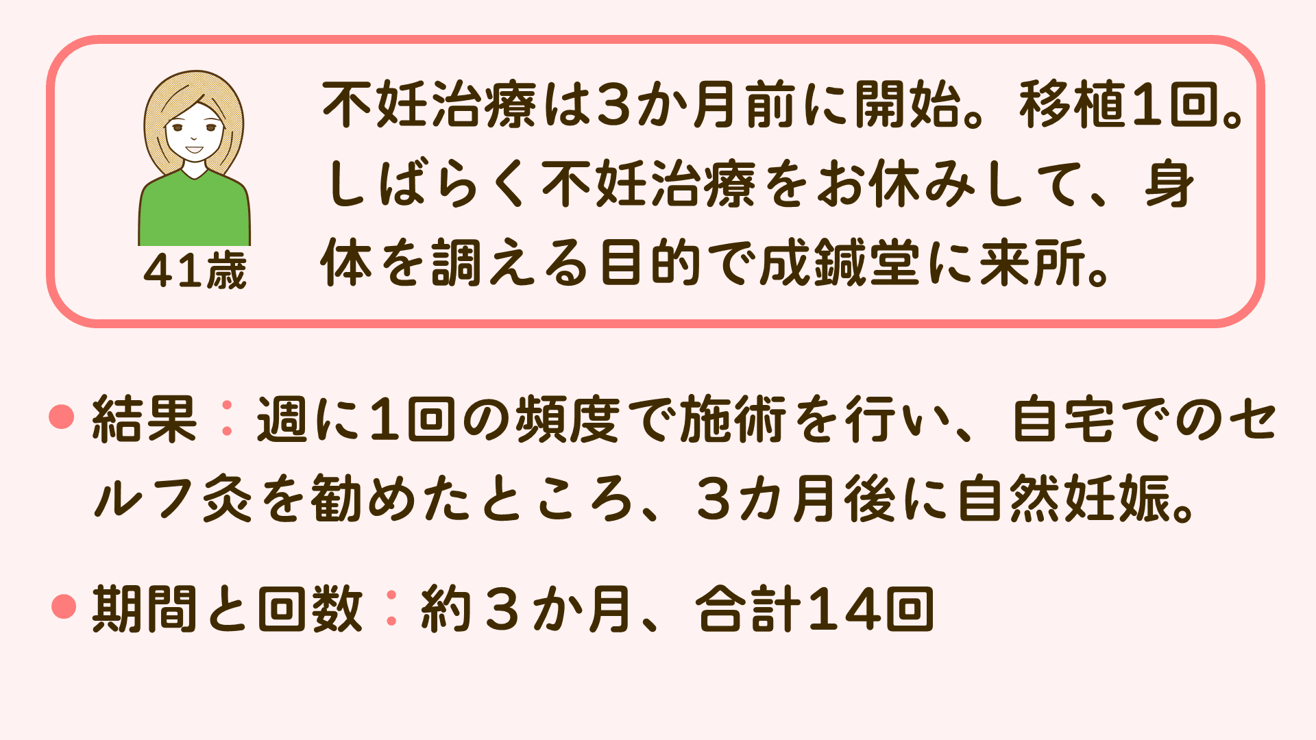 施術事例1:40代女性で自然妊娠したケース